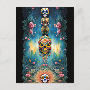 Sugar Skull Art - Mexicaanse Dag van de Doden: Briefkaart