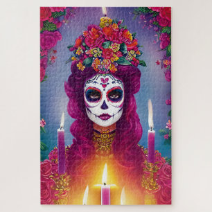 Sugar Skull Art - Mooie Vrouw op Altaar Legpuzzel
