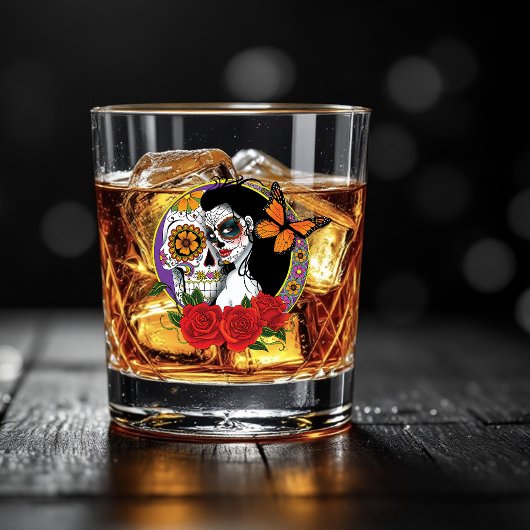 Sugar Skull Art Nouveau Whisky Glas