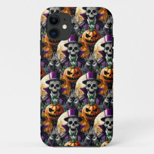 Sugar Skull Art - Pumpkin's Midnight Halloween iPhone 11 Hoesje