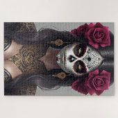 Sugar Skull Art - Rozen en feestvreugde Legpuzzel (Horizontaal)
