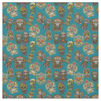 Sugar Skull Art Skelet Altaar Patroon Stof