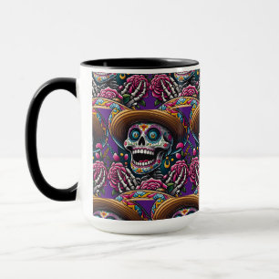 Sugar Skull Art - Skelet Sombrero Rozen Calavera Mok