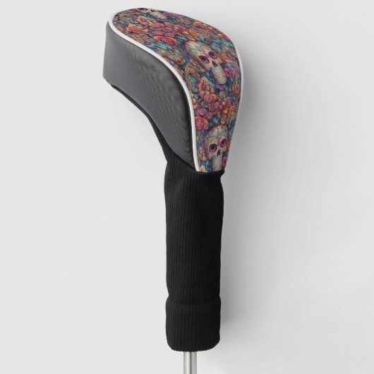 Sugar Skull Art - Speelse Dag van de Doden Golfheadcover (Schuin)