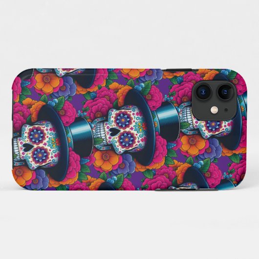 Sugar Skull Art - Top Hat Skull Case-Mate iPhone Case (Achterkant (horizontaal))