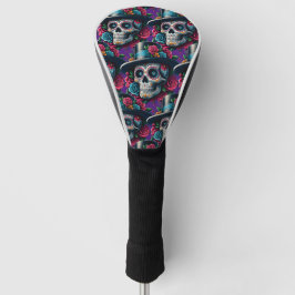 Sugar Skull Art - Top Hoed en Roze Rozen Golfheadcover