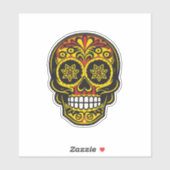 Sugar Skull Art - Traditioneel geel en rood Sticker (Vel)
