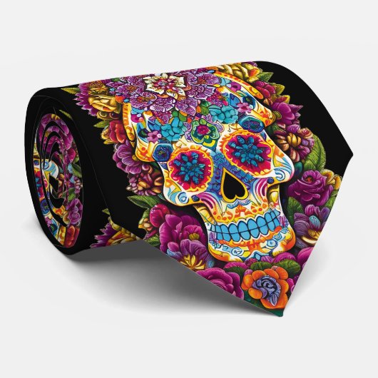 Sugar Skull Art - Traditioneel Mexicaans Stropdas (Opgerold)