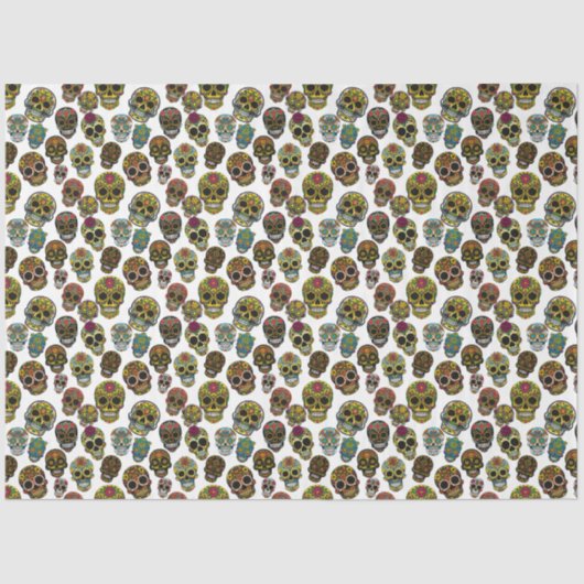 Sugar Skull Art - Traditioneel patroon (wit) Tissuepapier (Voorkant)