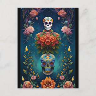 Sugar Skull Art - Traditionele Dia de los Muertos Briefkaart