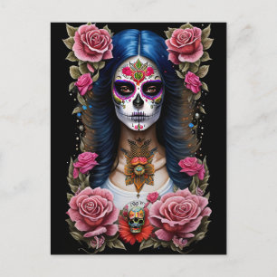 Sugar Skull Art - Traditionele Vrouw Briefkaart