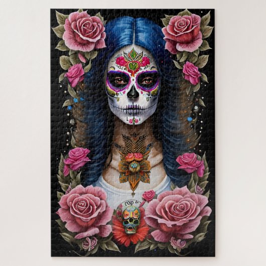 Sugar Skull Art - Traditionele Vrouw Legpuzzel (Verticaal)