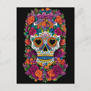 Sugar Skull Art - Uitbarsting van Mexicaanse flair Briefkaart