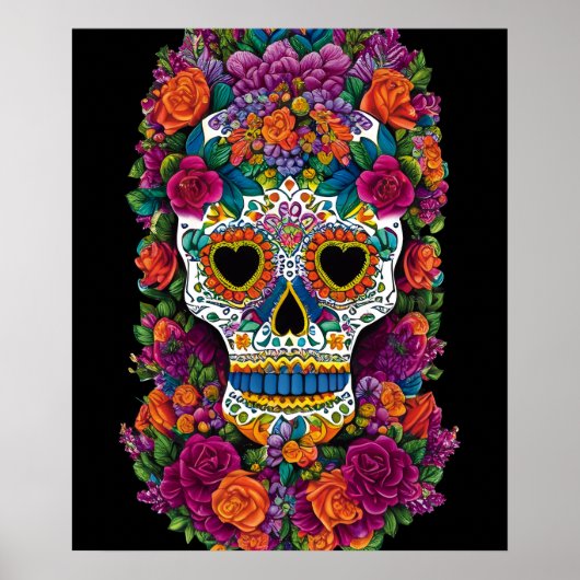 Sugar Skull Art - Uitbarsting van Mexicaanse flair Poster (Voorkant)