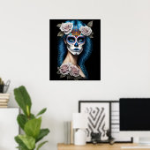 Sugar Skull Art - Verbluffende vrouw Poster (Thuiskantoor)