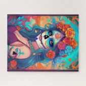 Sugar Skull Art - Versluierde schoonheid in levend Legpuzzel (Horizontaal)