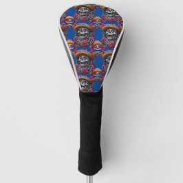 Sugar Skull Art - Vibrant Day of the Dead (Blauw) Golfheadcover