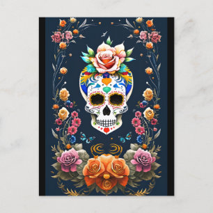 Sugar Skull Art - Vier het leven Briefkaart