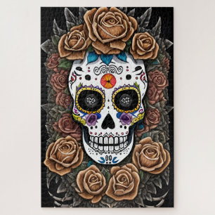 Sugar Skull Art - Vier met levendige kleuren Legpuzzel