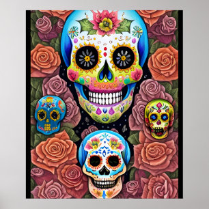 Sugar Skull Art - Vieren Dia de los Muertos Poster