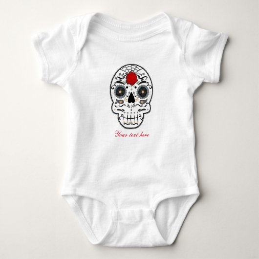 Sugar Skull Baby Gepersonaliseerde Custom One Piec Romper (Voorkant)