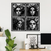 Sugar Skull Black and White Poster (Thuiskantoor)