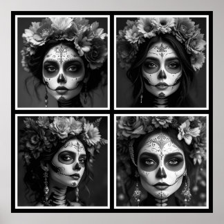 Sugar Skull Black and White  Poster