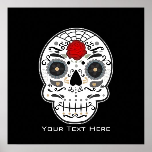 Sugar Skull Black & White Mexicaanse Wall Art-afdr Poster (Voorkant)