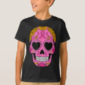 Sugar Skull Breast Cancer Awareness Nk Ribbon Cala T-shirt (Voorkant)
