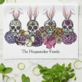 Sugar Skull Bunnies Gothic Pasen Theedoek (Gevouwen)