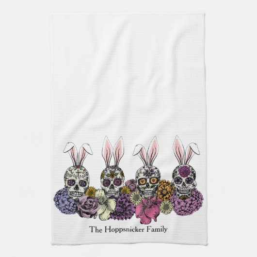 Sugar Skull Bunnies Gothic Pasen Theedoek (Verticaal)
