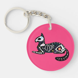 Sugar Skull Calavera Cat II Sleutelhanger