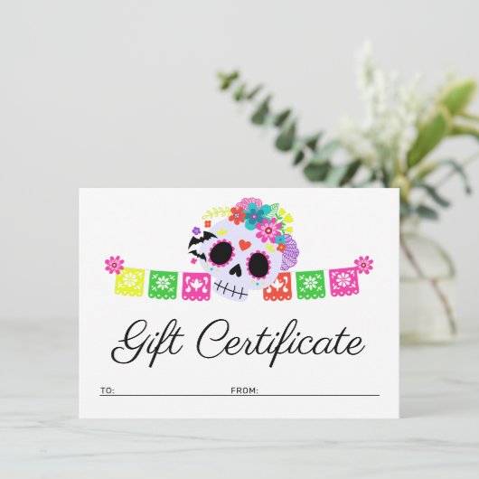 Sugar Skull Calavera Vleermuizen Cadeaubon Kaart (Staand voorkant)