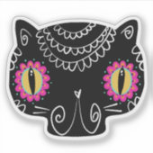 Sugar Skull Cat Catrina Dag van de Doden Sticker (Voorkant)