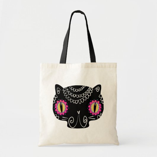 Sugar Skull Cat Catrina Dag van de Doden Tote Bag (Voorkant)