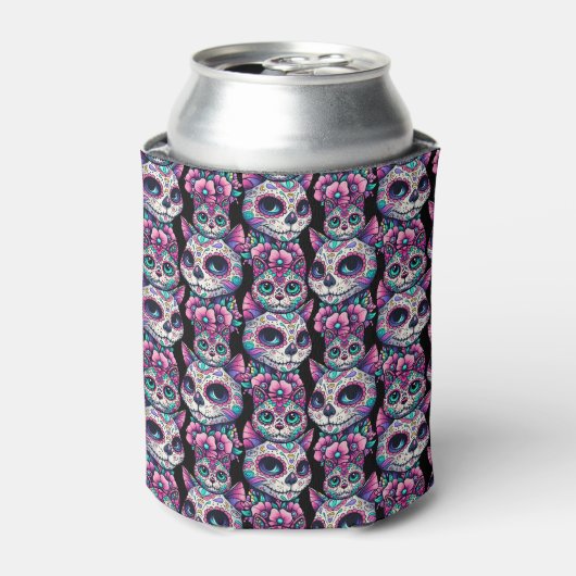 Sugar Skull Cat Pattern Blikjeskoeler (Blikje Voorkant)