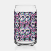 Sugar Skull Cat Pattern Blikvorm Glas (Rechts)
