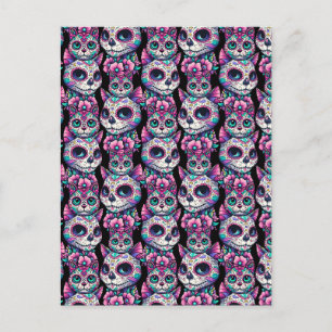 Sugar Skull Cat Pattern Briefkaart