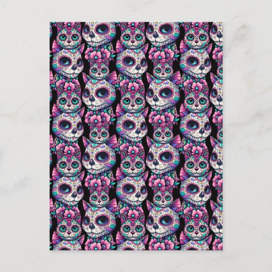 Sugar Skull Cat Pattern Briefkaart (Voorkant)
