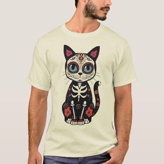 Sugar Skull Cat T-Shirt (Devant)