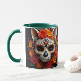 Sugar Skull Cat with Flowers Mok