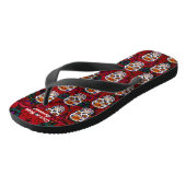 Sugar Skull Cinco de Mayo Red Floral Naam toevoege Teenslippers (Schuin)