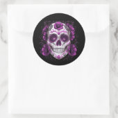 Sugar Skull Dag van de Dode Skeletten Mannen Vrouw Ronde Sticker (Tas)