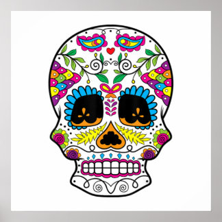 Sugar Skull Day of the Dead Dia de Los Muertos Art Poster