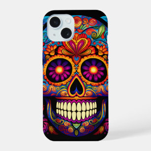 Sugar Skull Day of the Dead Kleurrijk iPhone 15 Hoesje