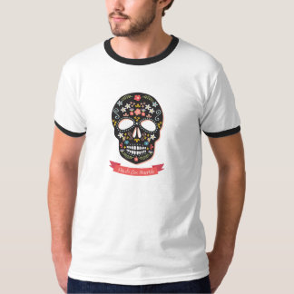 Sugar Skull Day of the Dead Wall T-shirt - zwart