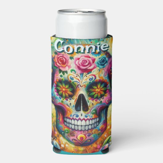 Sugar Skull Day van de dode bloem gepersonaliseerd (Seltzer Voorkant)