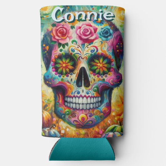 Sugar Skull Day van de dode bloem gepersonaliseerd (Achterkant)