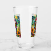 Sugar Skull Day van de dode bloem gepersonaliseerd Glas (Links)