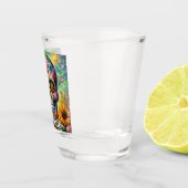 Sugar Skull Day van de dode bloem gepersonaliseerd Shot Glas (Rechts)